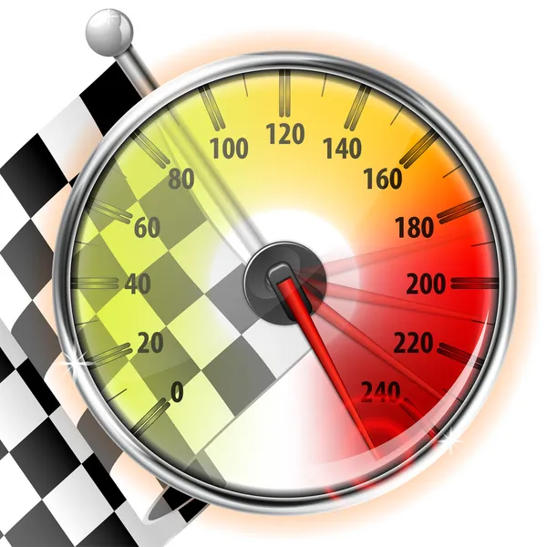 Compteur de vitesse avec drapeau — Image vectorielle