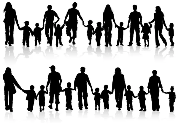 Recueillir des silhouettes familiales — Image vectorielle