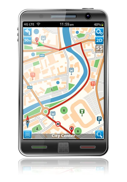 Szúró telefon-val Gps navigációs alkalmazás — Stock Vector