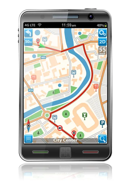 stock vector Smart Phone with GPS Navigation Application