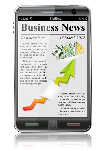 Noticias de negocios en el teléfono inteligente — Archivo Imágenes Vectoriales