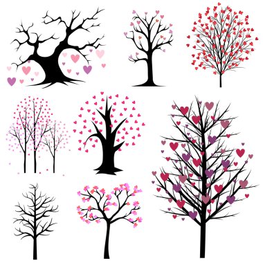 Love tree vector set clipart