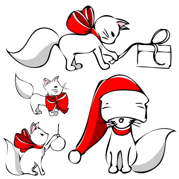 Christmas Cat set — Stock Vector