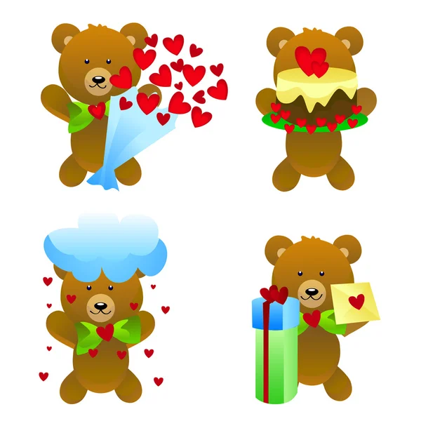 Αρκουδάκι με αγάπη δώρα — Διανυσματικό Αρχείο