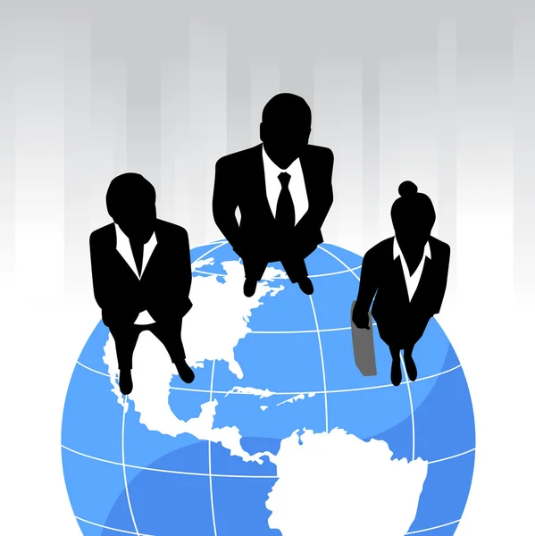 Équipe d'affaires sur la planète — Image vectorielle
