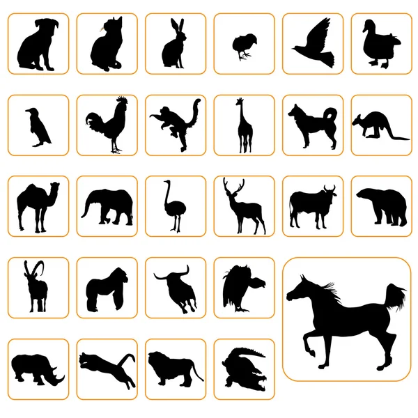 Conjunto de siluetas animales — Archivo Imágenes Vectoriales