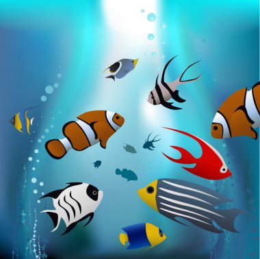 Cartoon tropical fishes clipart