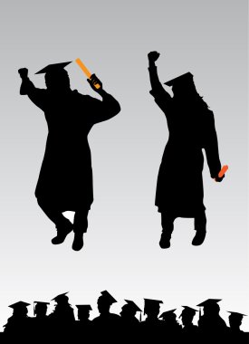 Graduation silhouette clipart