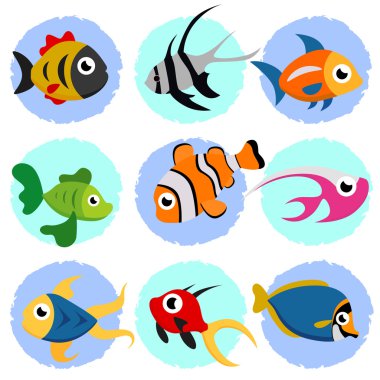 Cartoon fish set clipart