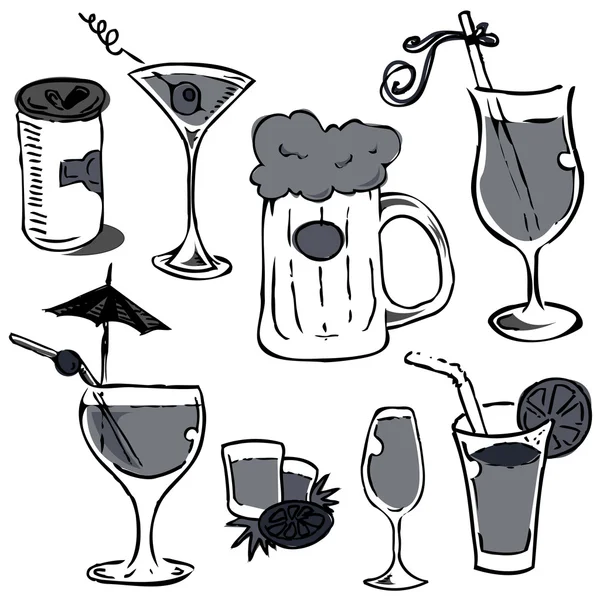 Conjunto de relva de álcool (desenho manual ) — Vetor de Stock