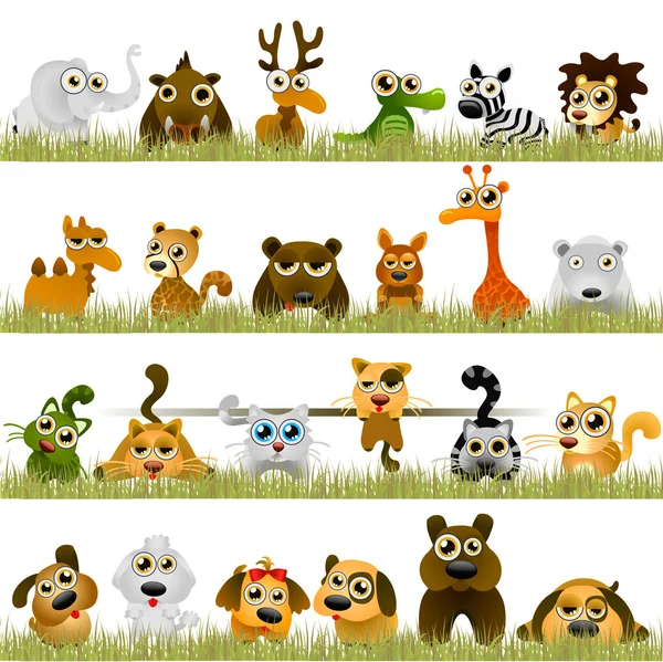 Animales de dibujos animados (set grande ) — Vector de stock