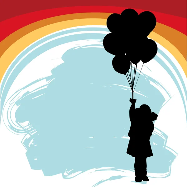Маленька дівчинка з повітряними кулями — стоковий вектор