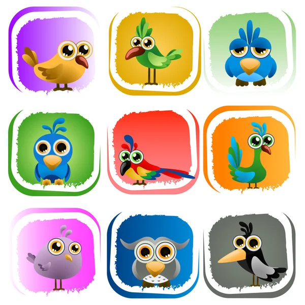 Uccelli dei cartoni animati — Vettoriale Stock