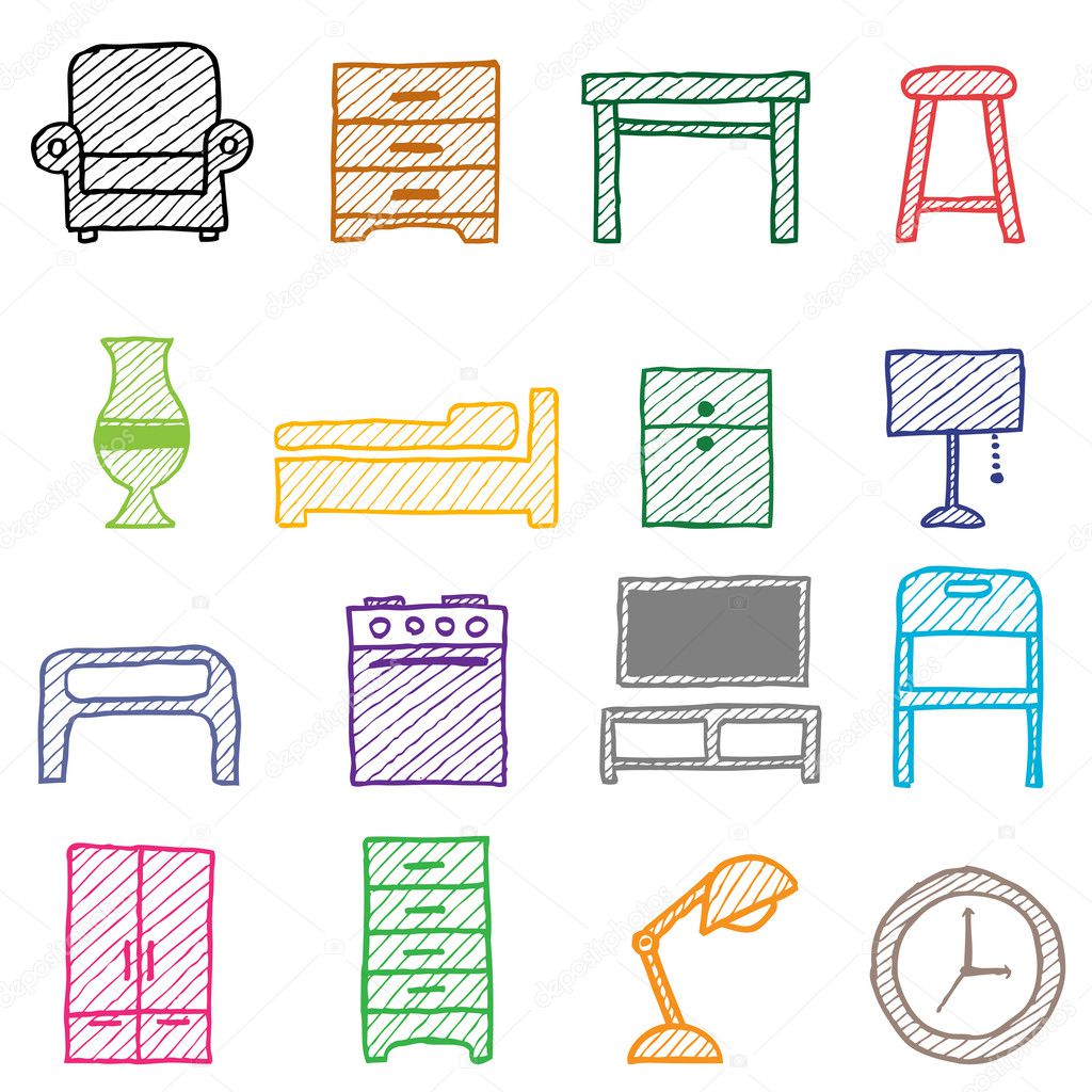 Hand drawing furniture icons