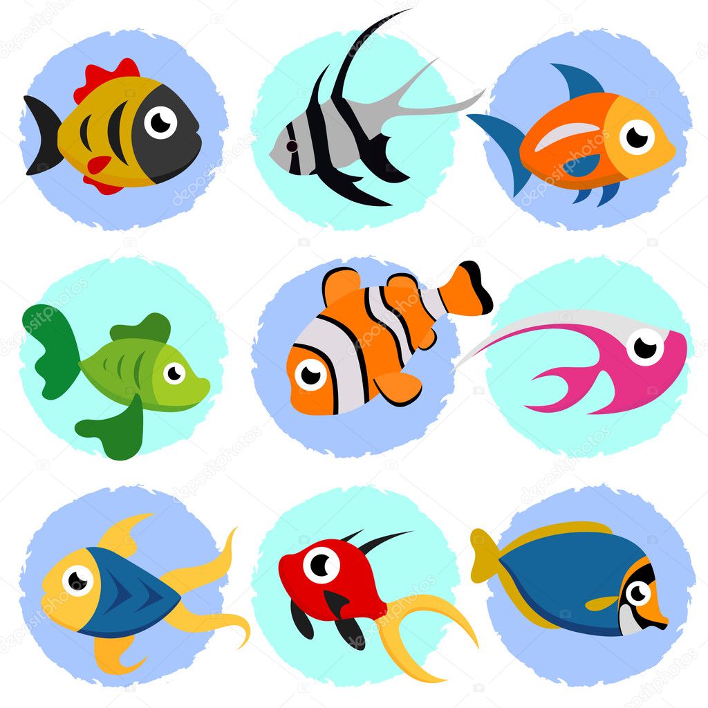 Cartoon fish set