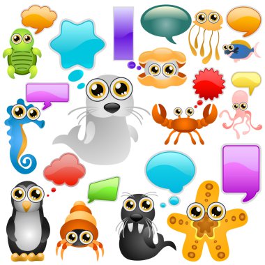 Marine life cartoon character clipart