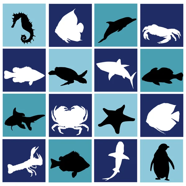 Ensemble de vie marine — Image vectorielle