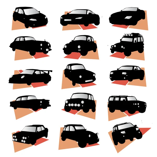 Jeu de silhouette de voiture — Image vectorielle