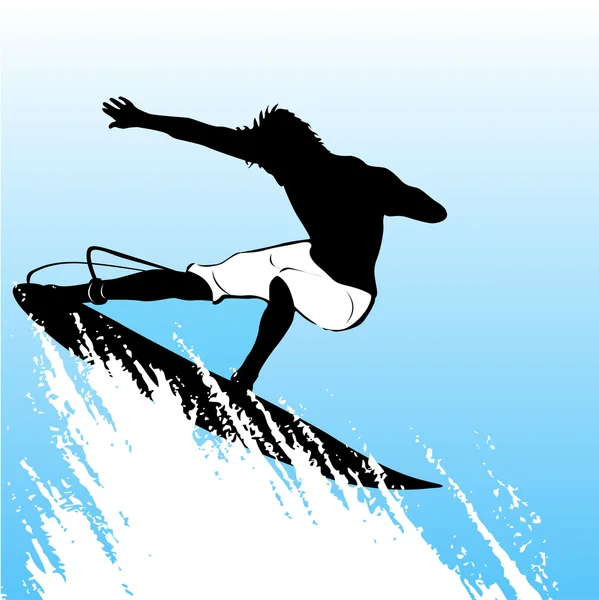 Surfing siluett — Stock vektor