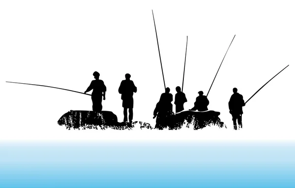 Balıkçı siluet — Stok Vektör