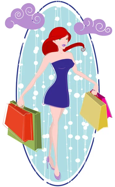 Alışveriş Kadını — Stok Vektör