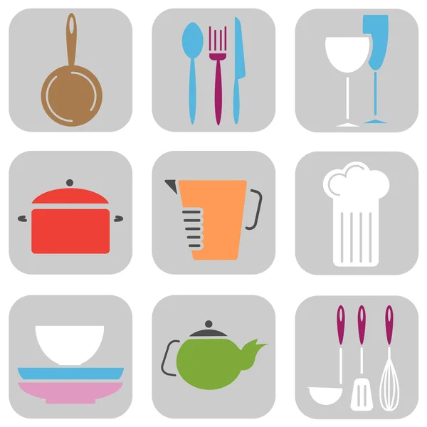 Iconos de herramientas de cocina — Vector de stock