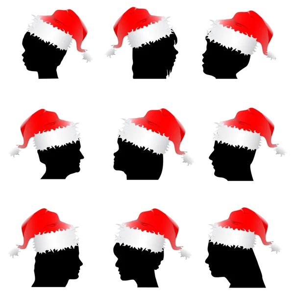 Santa claus czerwony kapelusz z twarzy — Wektor stockowy