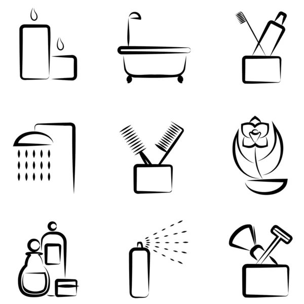 Icônes salle de bains — Image vectorielle
