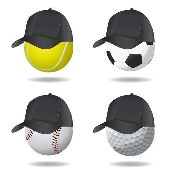 Balle de sport avec chapeau — Image vectorielle