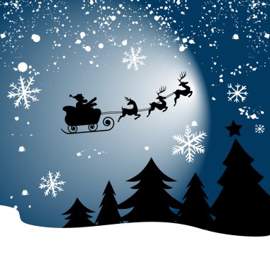 Santa claus on sledge with deer clipart