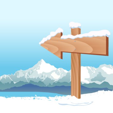 Direction sign with winter landscape clipart