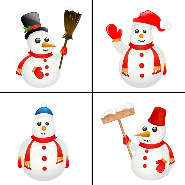 Conjunto de boneco de neve — Vetor de Stock
