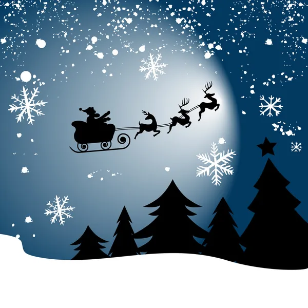 与鹿雪橇的圣诞老人 — 图库矢量图片