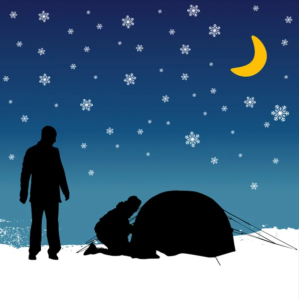 Silhouette camping — Image vectorielle