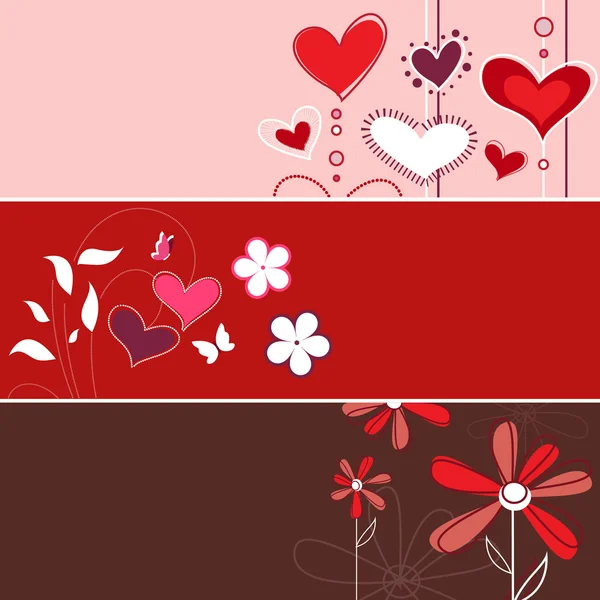 Banner de amor floral — Vector de stock
