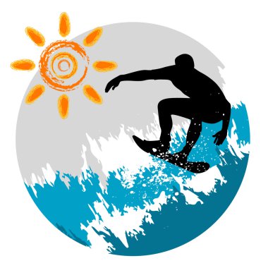 Surfing silhouette clipart