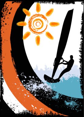 Surfing silhouette clipart