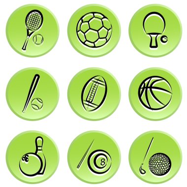 Sport items icon set clipart