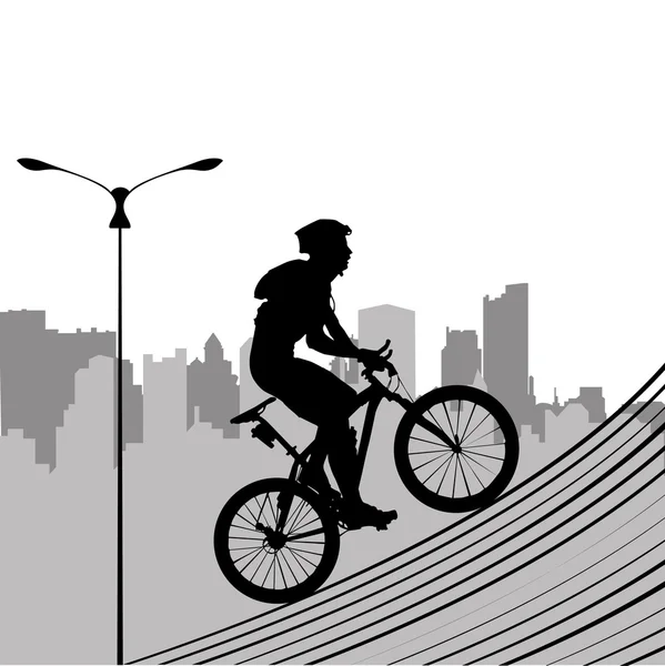 Bisiklet ve şehir — Stok Vektör