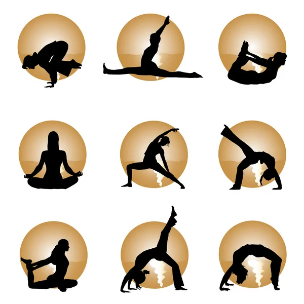 Posizioni yoga — Vettoriale Stock