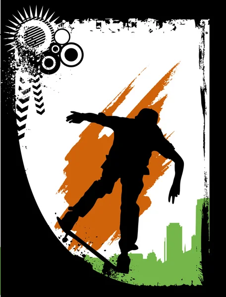 Silueta de skate — Vector de stock