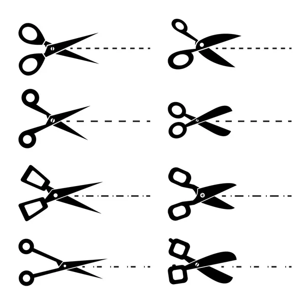 Ciseaux avec lignes coupées — Image vectorielle