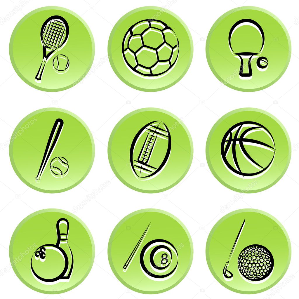 Sport items icon set
