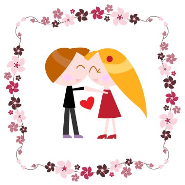 Couple with floral border clipart