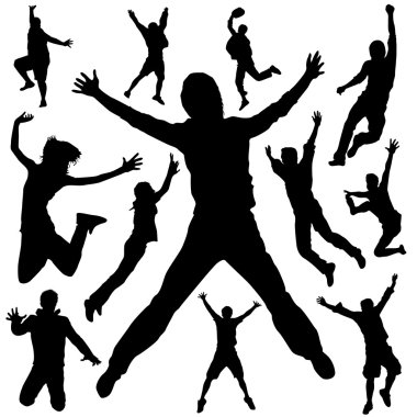 Jumping peoples clipart