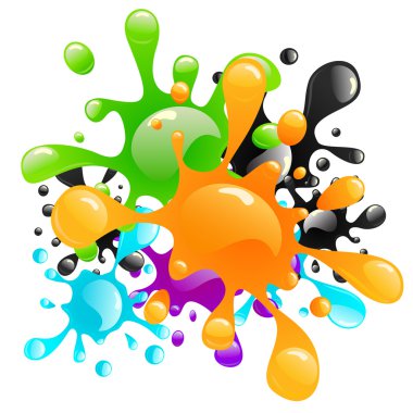 Colorful paint splashes clipart