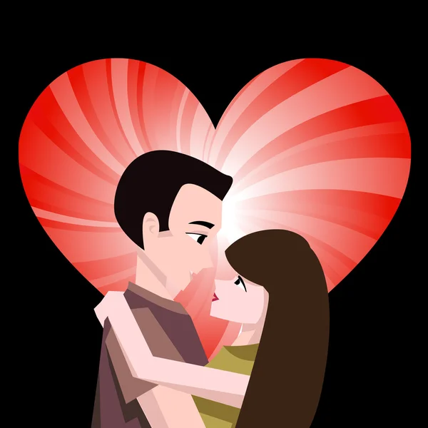 Pareja con corazón — Vector de stock