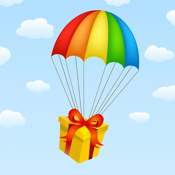 Подарки на парашютах — стоковый вектор