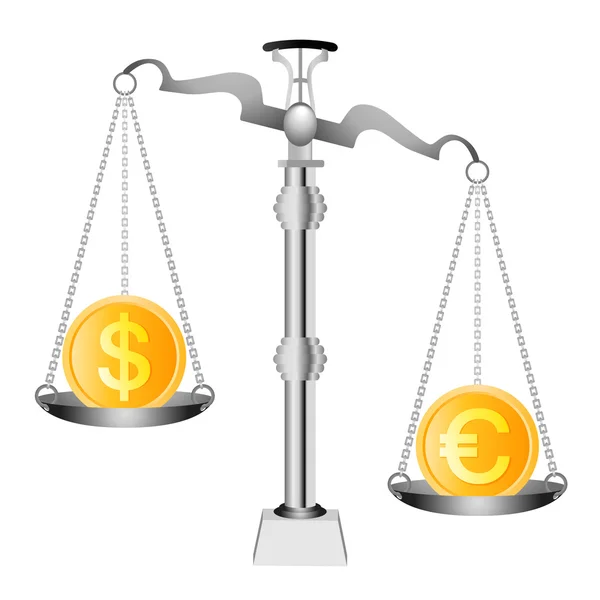 Pund og Euro på skalaer – Stock-vektor