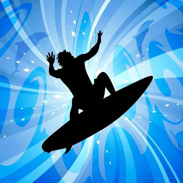 Silhouette surf — Vettoriale Stock